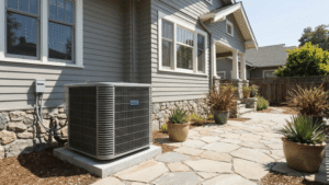 outdoor hvac unit next to house